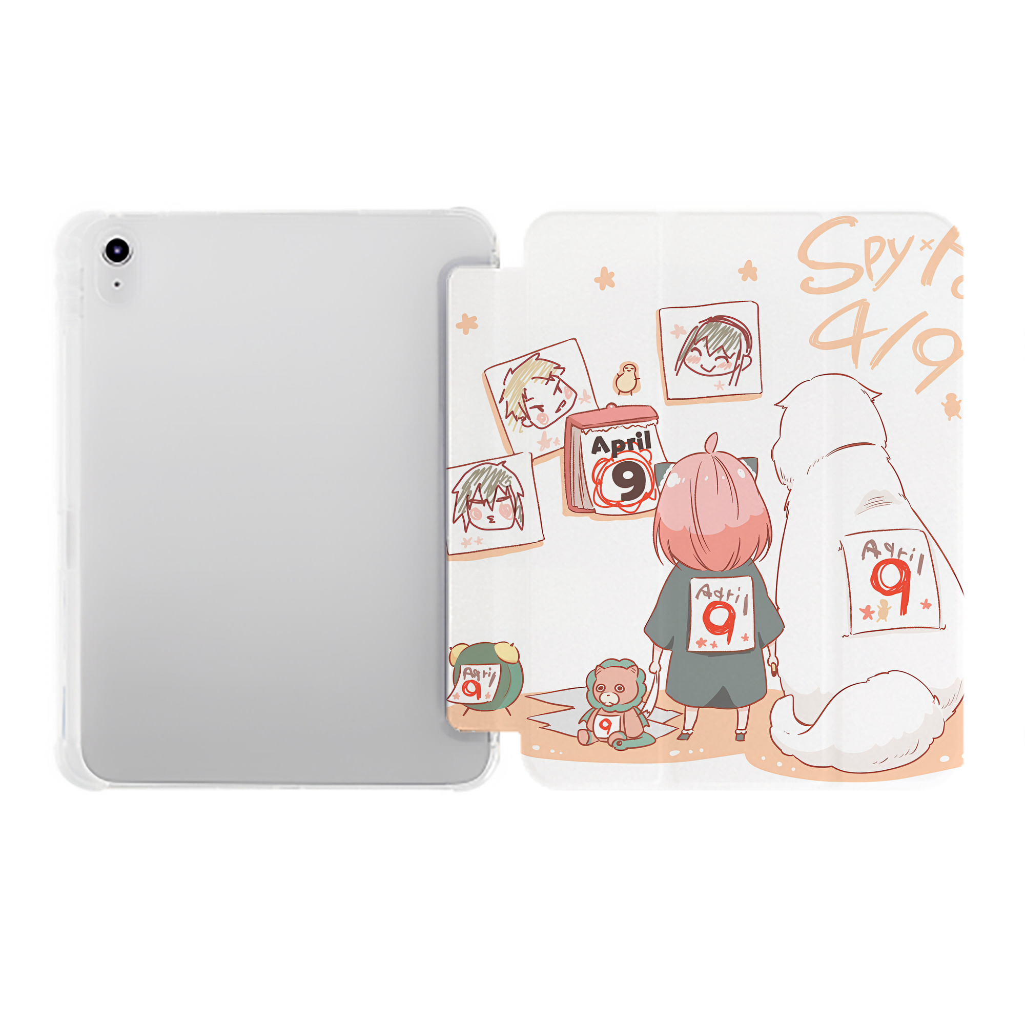 （画像用） SPY×FAMILY间谍家家酒 IPad ケース ペン収納付き 三つ折りスタンド PUレザー×シリコン 対応機種9.5/10.5/10.9インチ
